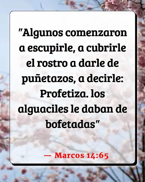 Versículos De La Biblia   	Los soldados se burlan de Jesús  (Marcos 14:65)